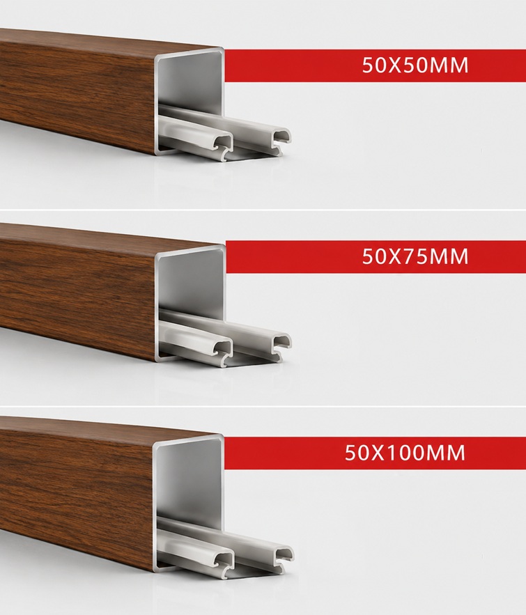 Ceiling Track Sizes 50 x 50 mm, 50 x 75 mm and 50 x 100 mm track options by Home Plus Materials