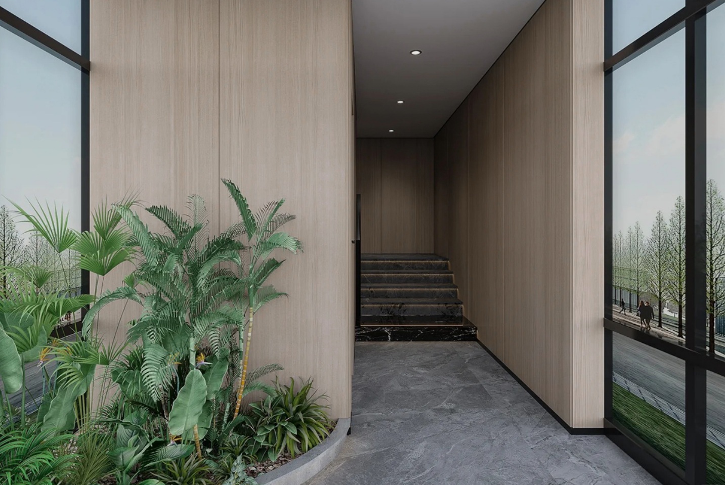 Wood-Series Wall Application Light wood-grain PVC wall panels for corridors and commercial interiors by Home Plus Materials