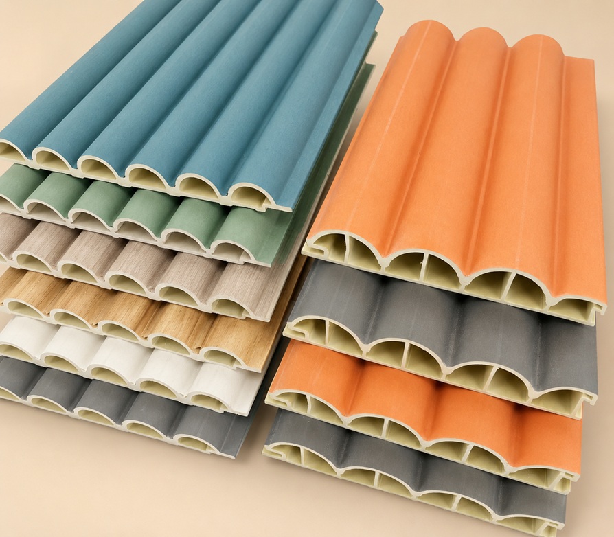 Rounded Fluted Profile Curved fluted wall panels in wood tones and solid colours by Home Plus Materials